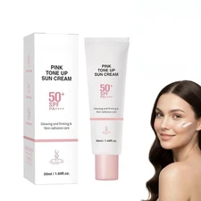 Pink Tone-Up Sunscreen SPF 50+ PA++++ – Lightweight 1 Count (Pack of 1) 
