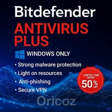 Bitdefender Antivirus Plus 2026 - 3 Years For 5 Windows PC + Daily VPN