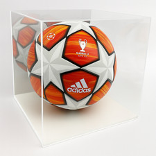 Acrylic Football Display Case - WHITE BASE - With Mirrored Back
