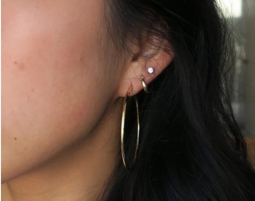 Cate & Chloe Monica 18k Gelbgold vergoldet Creolen 50mm Klappboden NEU - Bild 3 von 8