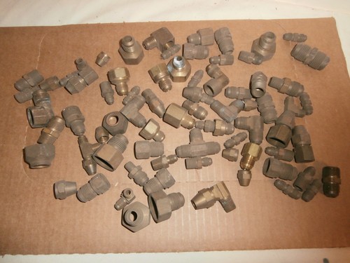 60+ Brass Flare Fittings Variety Lot Adapters Tees Elbows Unions 5/8" od Smaller