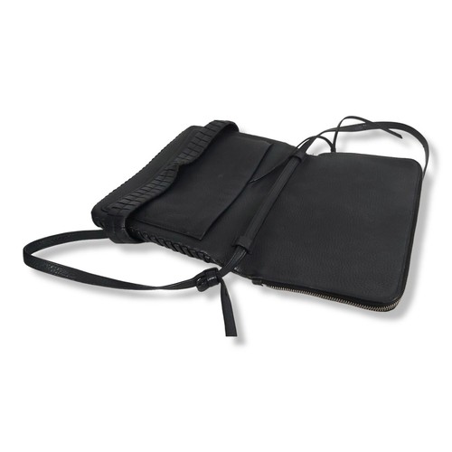 ALLSAINTS Club Medium Clutch Convertible Shoulder Bag Leather Charcoal Black - Picture 7 of 13