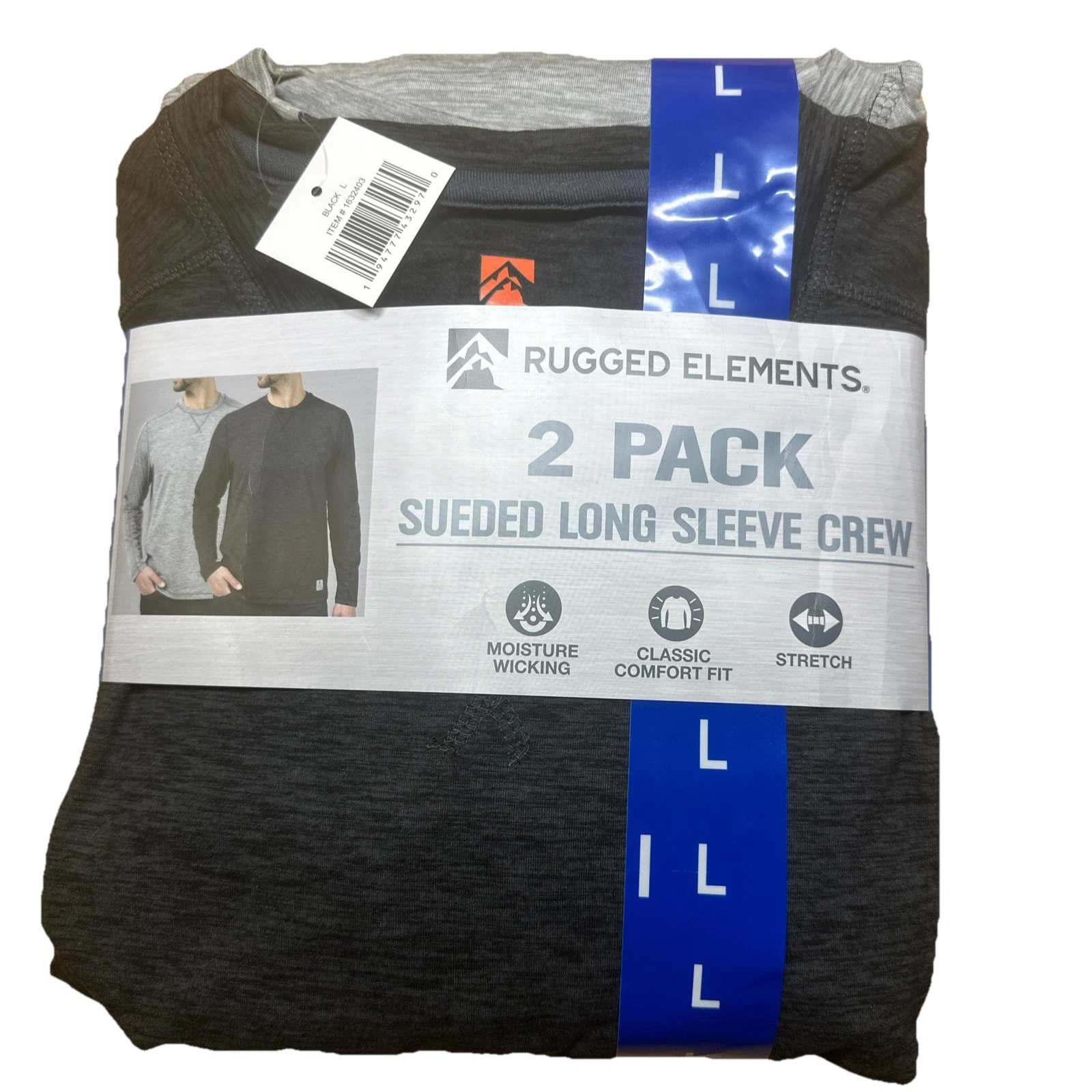 Rugged Elements Men's LARGE Sueded Long Sleeve Crew Tee 2-pack Black & Gray NEW
Opens in a new windo