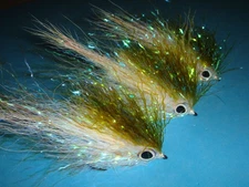 FLY FISHING FLIES - Olive/White SPARKLE BAIT Streamers #2 (3 pcs.)