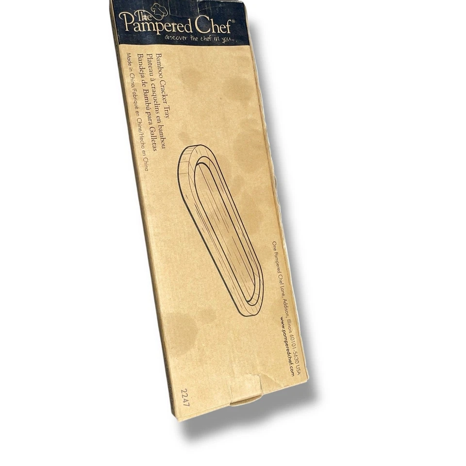 Pampered Chef Bamboo Cracker Snack Serving Party Tray Platter 2247 Wood 15 x 5" - Image 3 of 4
