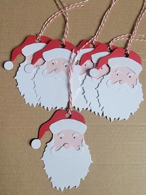 Christmas Santa Gift Tags with Baker's Twine (6) cardstock