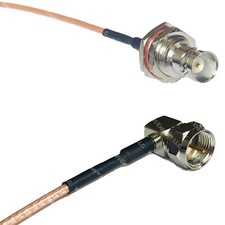 RG316 BNC FEMALE BIG BULKHEAD to F MALE ANGLE RF Cable Rapid-SHIP LOT