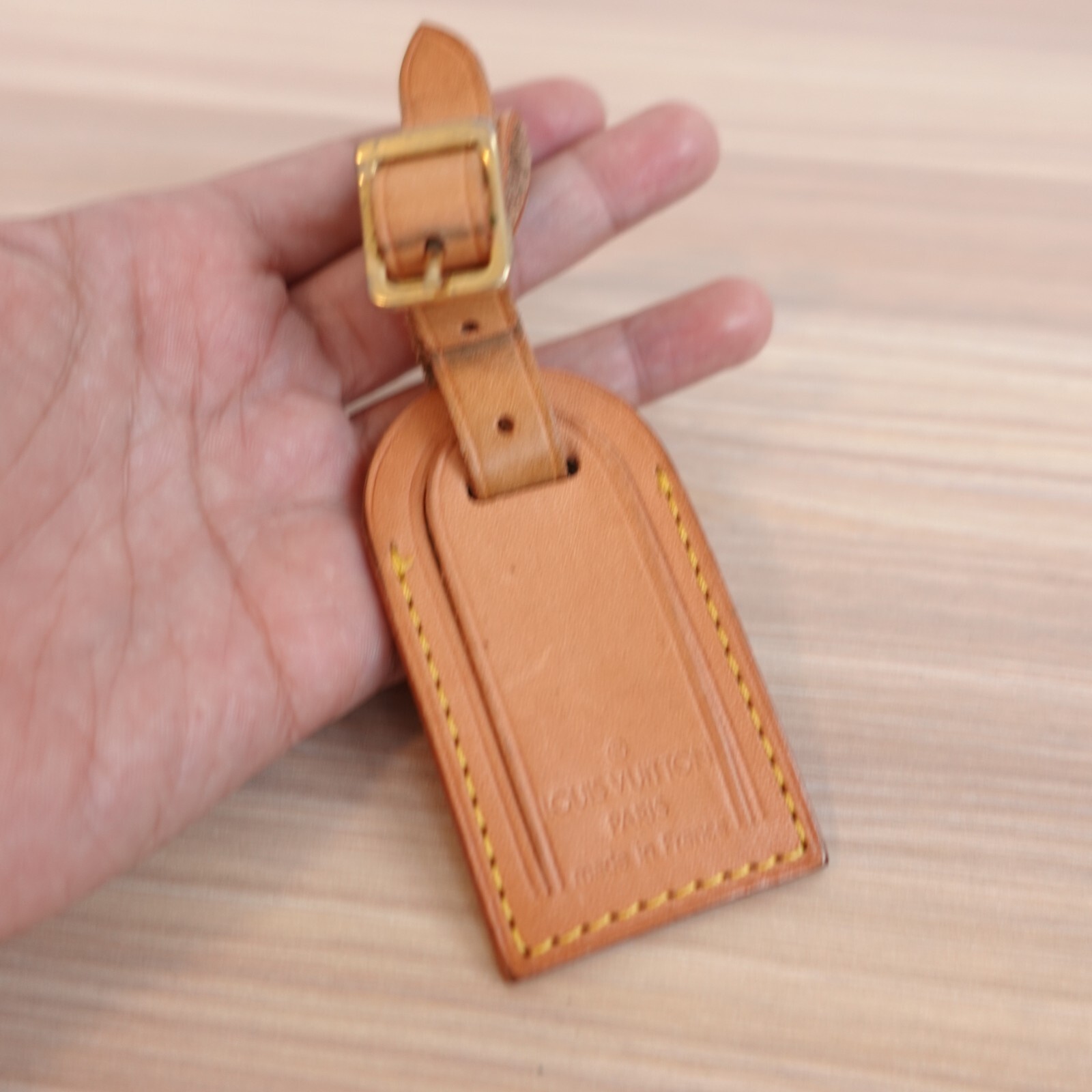 Louis Vuitton Bag Tag Leather Vachetta Name Luggage Tag Authentic Brown