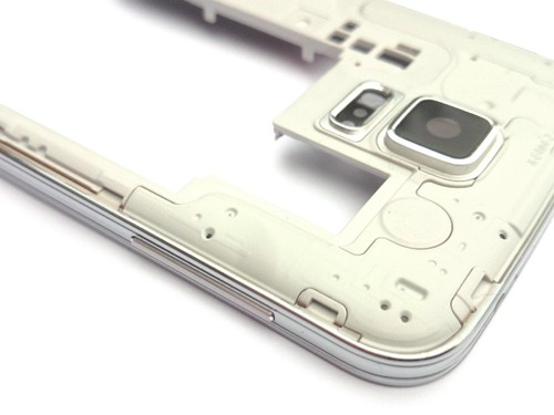 Samsung Galaxy S5 G900 Rückseite + Kameralinse Glas + USB Silber Blende A Original - Bild 4 von 6