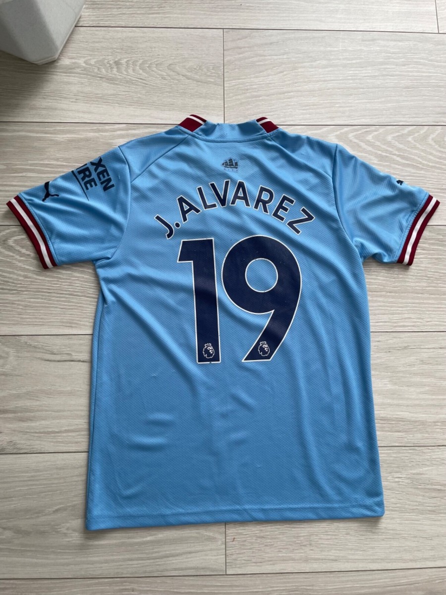 ウェア Puma Manchester City J. ALVAREZ #19 home Men's Replica Puma J. Alvarez Manchester City Home Jersey 23