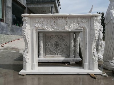Beautiful Hand Carved French Style Marble Fireplace Mantel Fg746