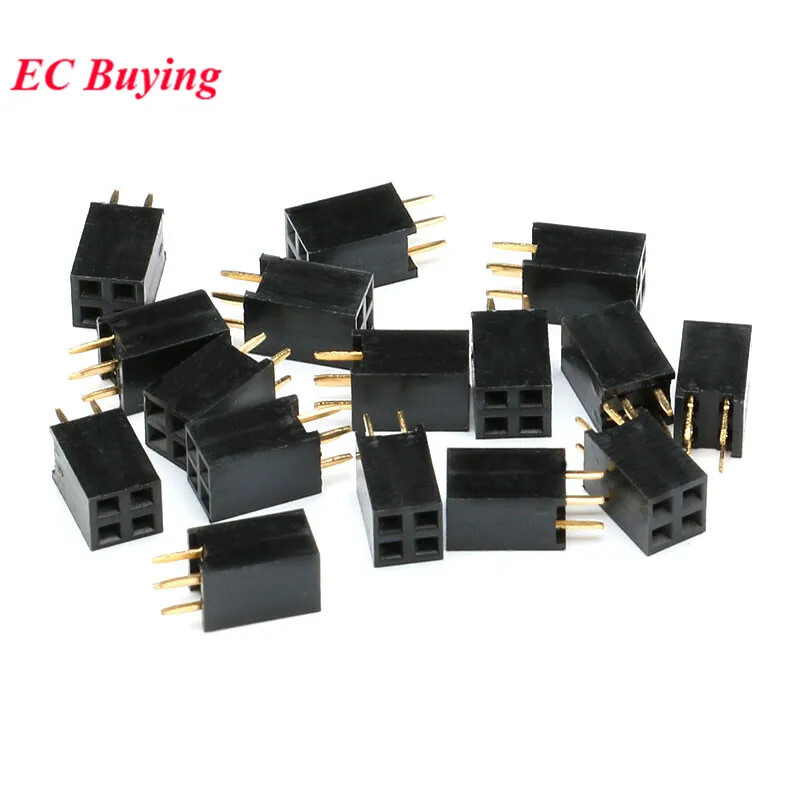100pcs Double Row Female Header Socket 2.54mm Pitch 2*2P Connector