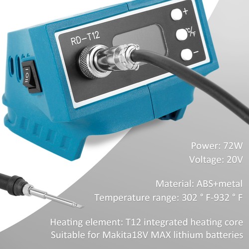 Fer à Souder Sans Fil GZYZ Compatible Batterie Makita 18V - Affichage LCD, Température Réglable 180-480°C, Ports USB/Type-C
