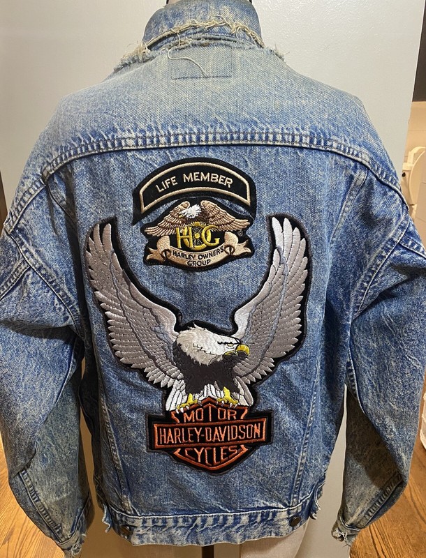 80's Mens Levis Distressed Acid Washed Jacket Harley Davidson Made In USA Med