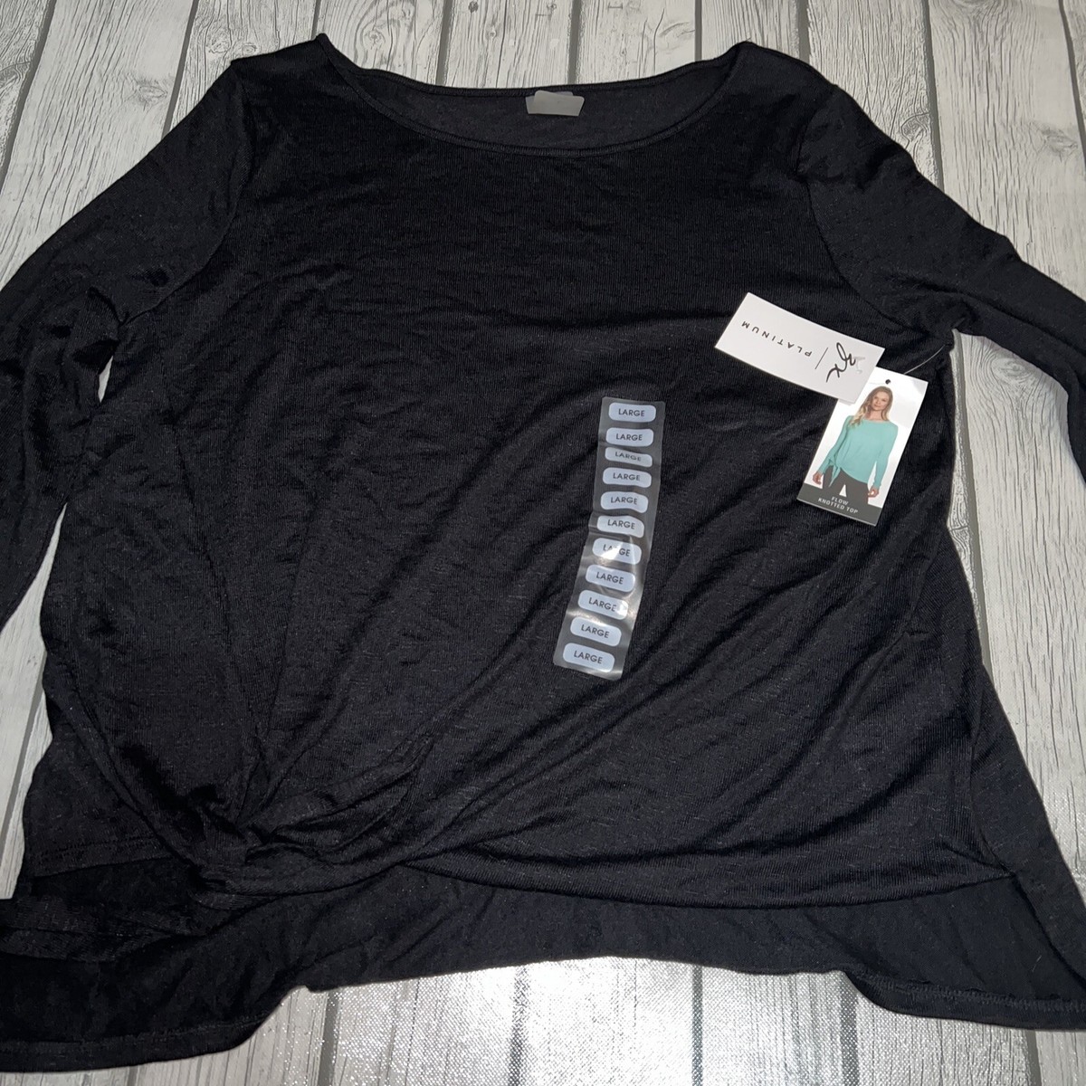 トップス vs ZEROXPOSUR ZX Women's Black Shirt Size Large L Tie Front L/S