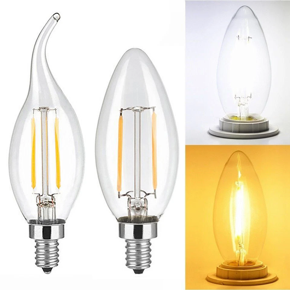 5pc LED Filament Bulb 4/6W Chandelier Bullet Replacement E12/E26 Warm/Cool White - Image 2 of 4