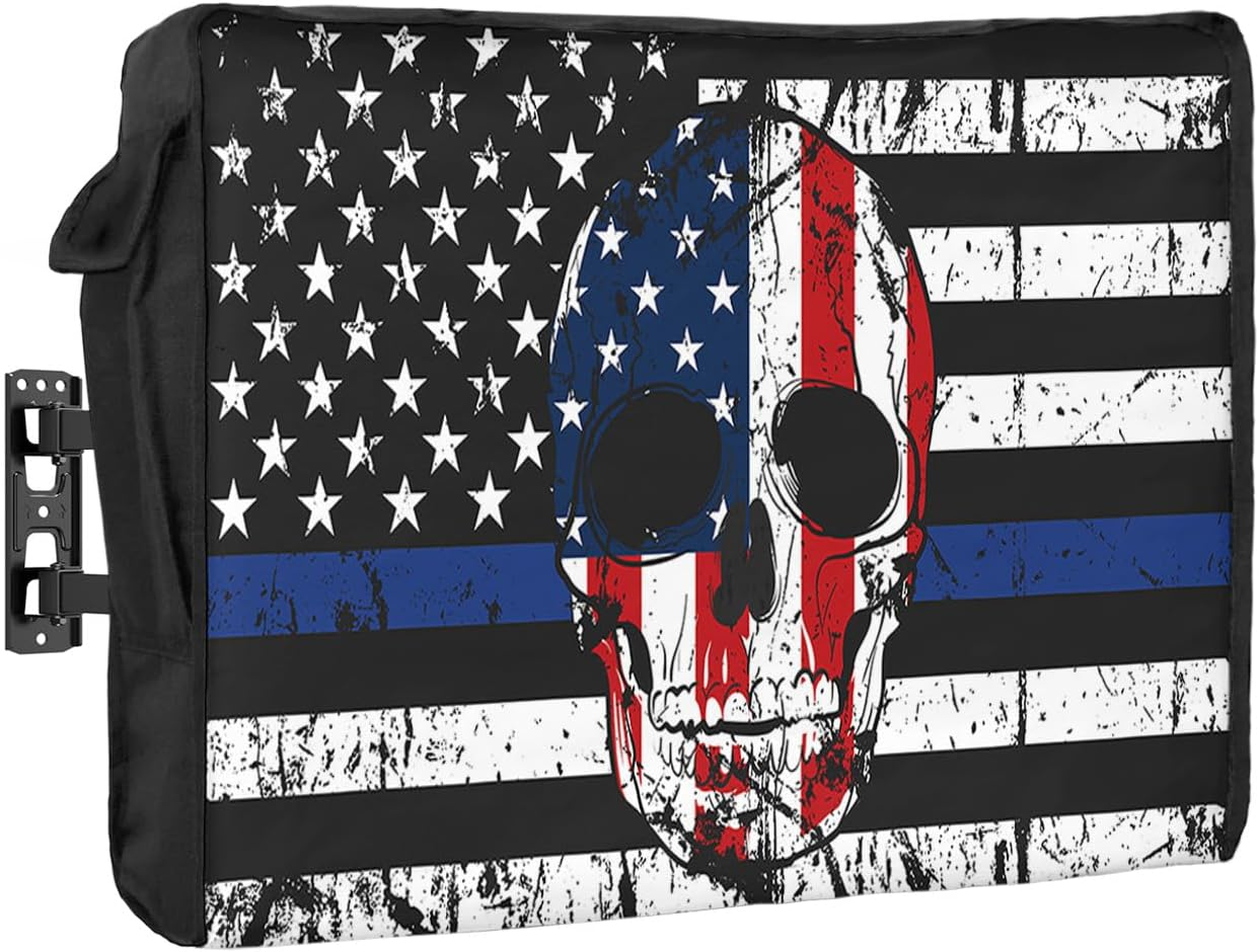 43 Inch American Flag Skull 4th of July Waterproof Outdoor TV Cover