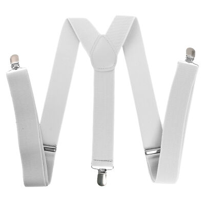 WHITE BRACES MEN'S GANGSTER 20'S 40'S FANCY DRESS SUSPENDERS