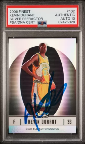 Kevin Durant Signed 2006 Finest Silver Refractor Rookie Auto 10 POP 1 PSA/DNA