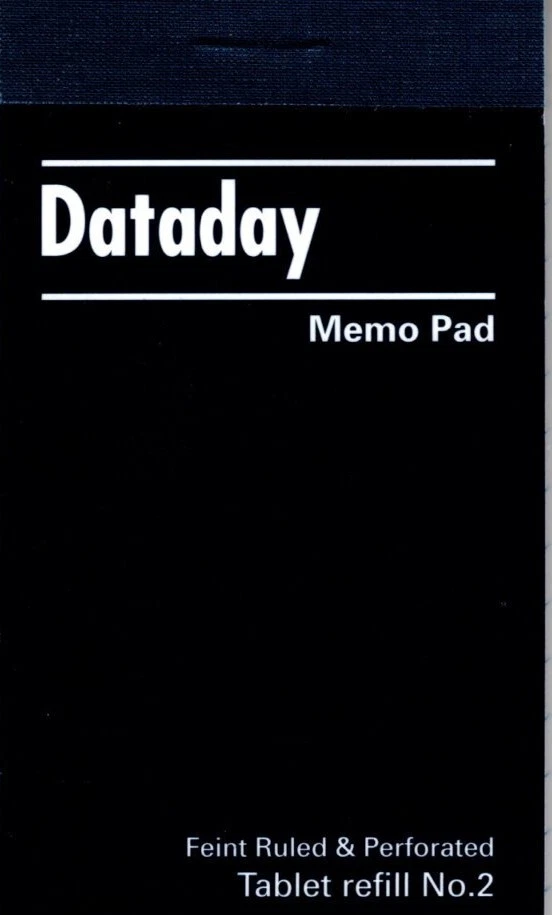 Memo refill pads No: 2. Dataday. White ruled paper.