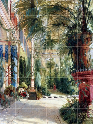 Interior of the palm house Tile Mural Kitchen Wall Backsplash Marble Ceramic - Picture 16 of 19
