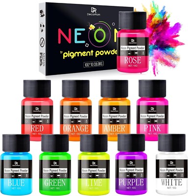 Neon Pigmentpulver - 10 Farben fluoreszierendes Glimmerpulver für Epoxidharz, Nail Art