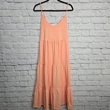 Old Navy Dress Womens Large Tiered Midi Pink Boho Stretch Knit Beach Summer New