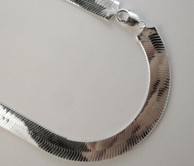 925 Sterlingsilber 12 mm Herringbone Halskette italienische Kette - alle Größen