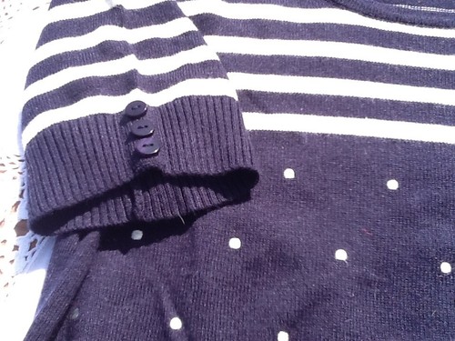 Austin Reed Knitted Jumper Short Sleeve navy Blue and White Size Small - Picture 5 of 10