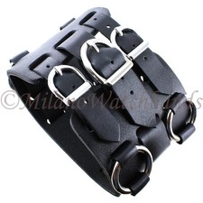 Mens Adjustable Masculine Punk Rock Bikers Thick Leather Studded Cuff Bracelet