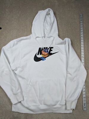 Nike Hoodie Mens Large Pullover Sweatshirt Hamburger Graphic White Outdoor  | eBay