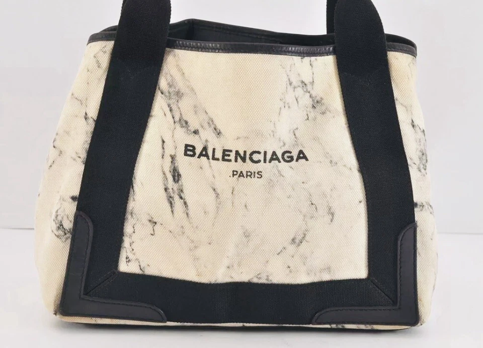 BALENCIAGA Cabas Beige / Black Small Shoulder, Tote Bag w Zip Pouch, 339933 - Image 2 of 4