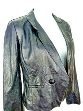 Halogen Womans Black 100% Lambs Leather Jacket Ultrasoft - M - Uk12 - Rrp £199