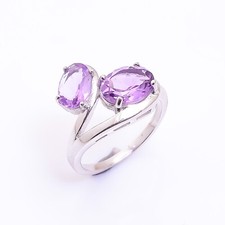 Natural Amethyst Oval Cut Gemstone 925 Sterling Silver Women Designer Ring