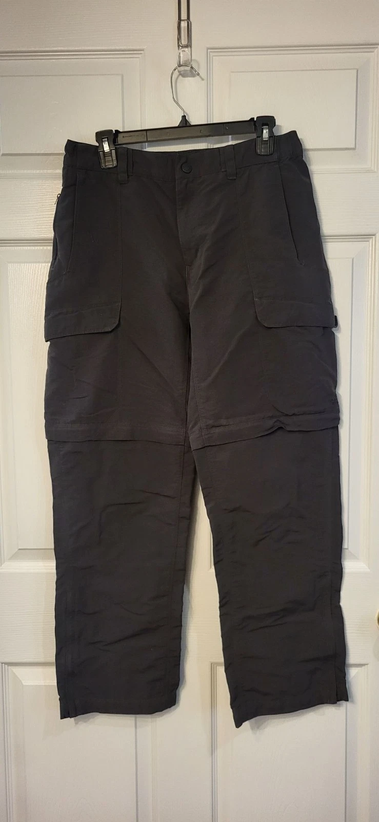 The North Face Pants Men Medium Gray Convertible Zip Off Cargo Nylon Hiking Flaw