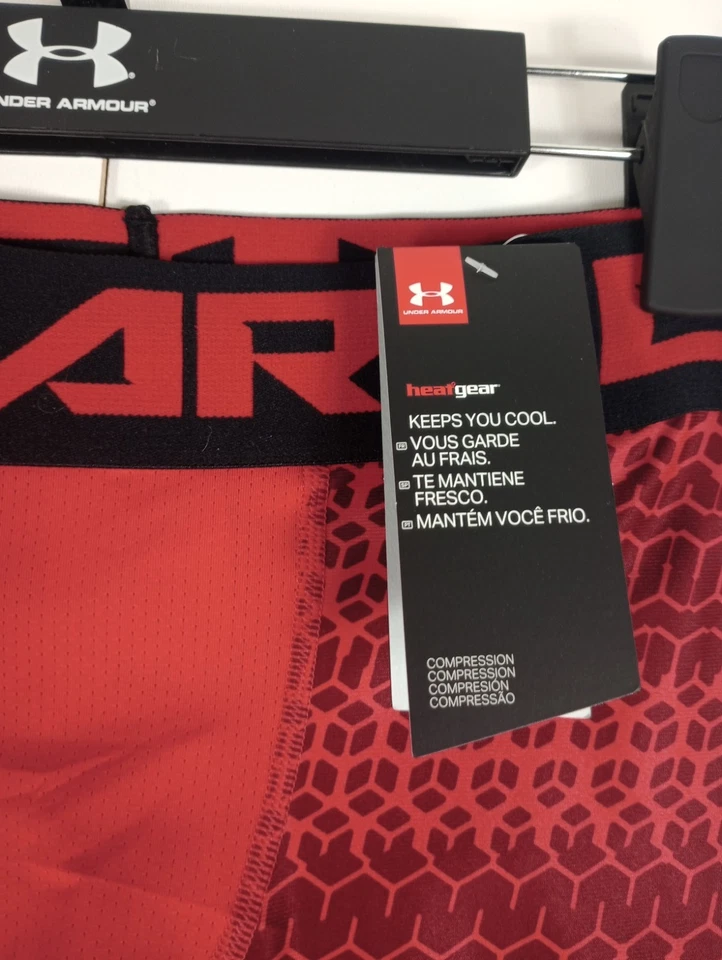 Under Armour HG Armour Full Legging Mens Large L Red Compression Pants Gym New - Image 3 of 4