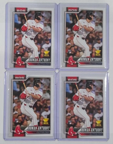 (4) 2026 Topps Series 1 ROMAN ANTHONY RC All-Star ROOKIE Gold Cup Card #189 Lot