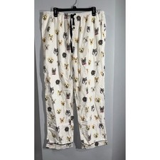 P.J. Salvage Women's Dogs with Bowties ivory color Pajama Lounge Pants size XL