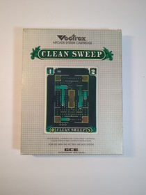 Vectrex Clean Sweep Complete CIB Video Game Cartridge Manual Overlay 1982 TESTED