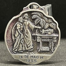 Brazil Sao Paulo 1955 Singer Sewing machine silver 15 g. advertising RARE medal