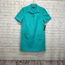 Tahari Shift Dress Women’s Size 8 Blue Turquoise Linen Blend Lagenlook Business