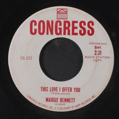 MARGIE BENNETT: one two three / this love i offer you CONGRESS 7'' Single 45 RPM