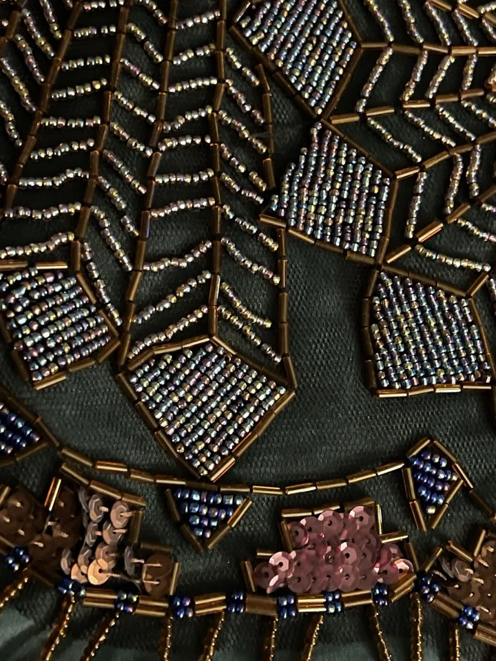 VTG Glass Hand Beaded Sequins SHAWL CAPELET Collar Cover-Up Belly Dance Costume  - Image 4 of 4