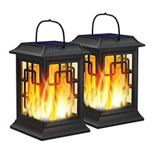Solar Lanterns Outdoor Waterproof, Hanging Solar Lights for Outside Black