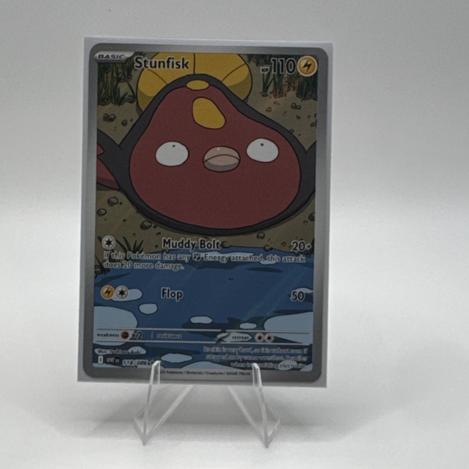 Pokémon Stunfisk 118/086 Sv: White Flare Holo Illustration Rare Card