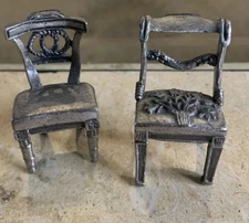 2 Six Trees LTD, Placechairs, Pewter Miniature Place Seating Chairs