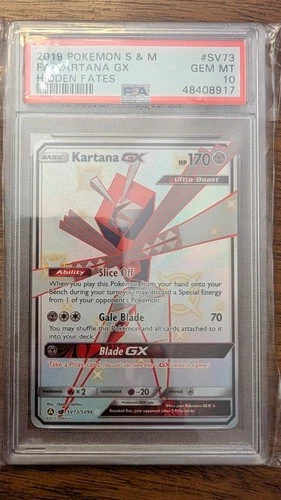 2019 POKEMON SUN & MOON #SV73 FA/KARTANA GX HIDDEN FATES PSA 10