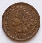 1909-S Indian Head Cent VF, Key Date Penny 1C coin
