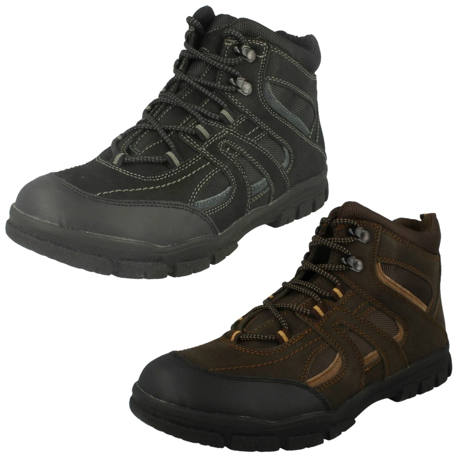 Mens Spot On Flat Casual Lace Up Walking Boot