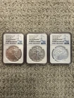 Lot of 3 - 2022 W Burnished Silver Eagle 1oz - Early Releases Gem Uncirculated